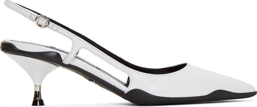 Prada White Leather Slingback Heels