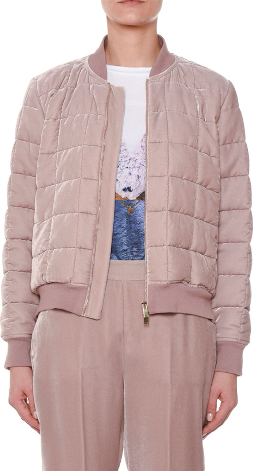 Stella McCartney Quilted Zip-Front Puffy Bomber Jacket w/ Side Zip