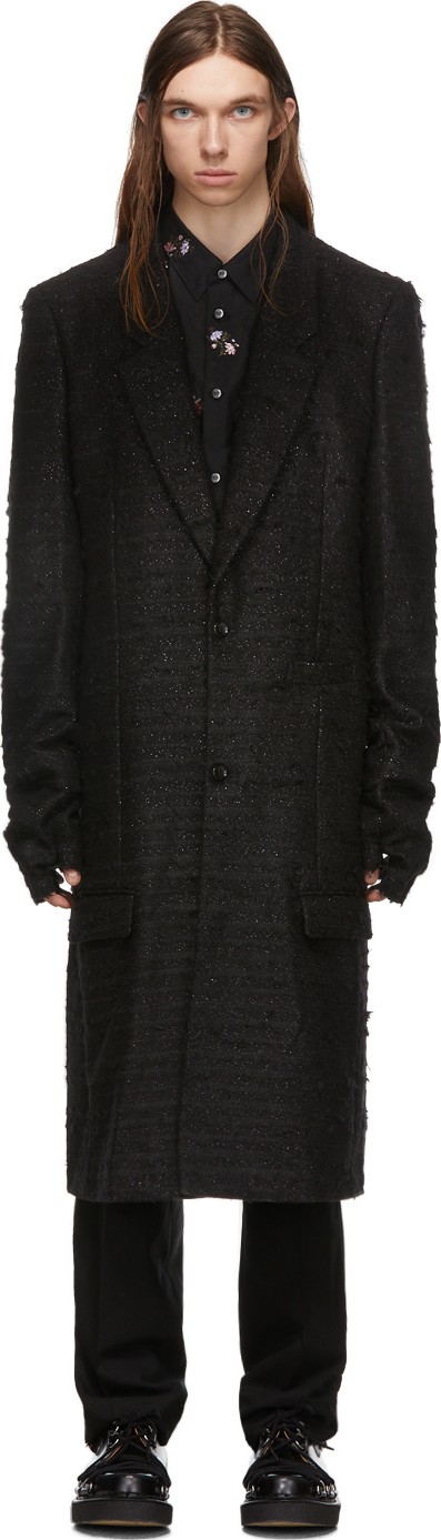 Comme Des Garçons Homme Plus Black Wool Finger Hole Coat