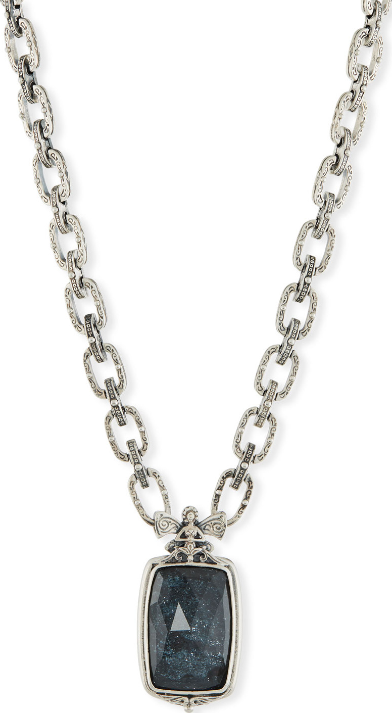 Konstantino Rectangle Specular Hematite Doublet Necklace