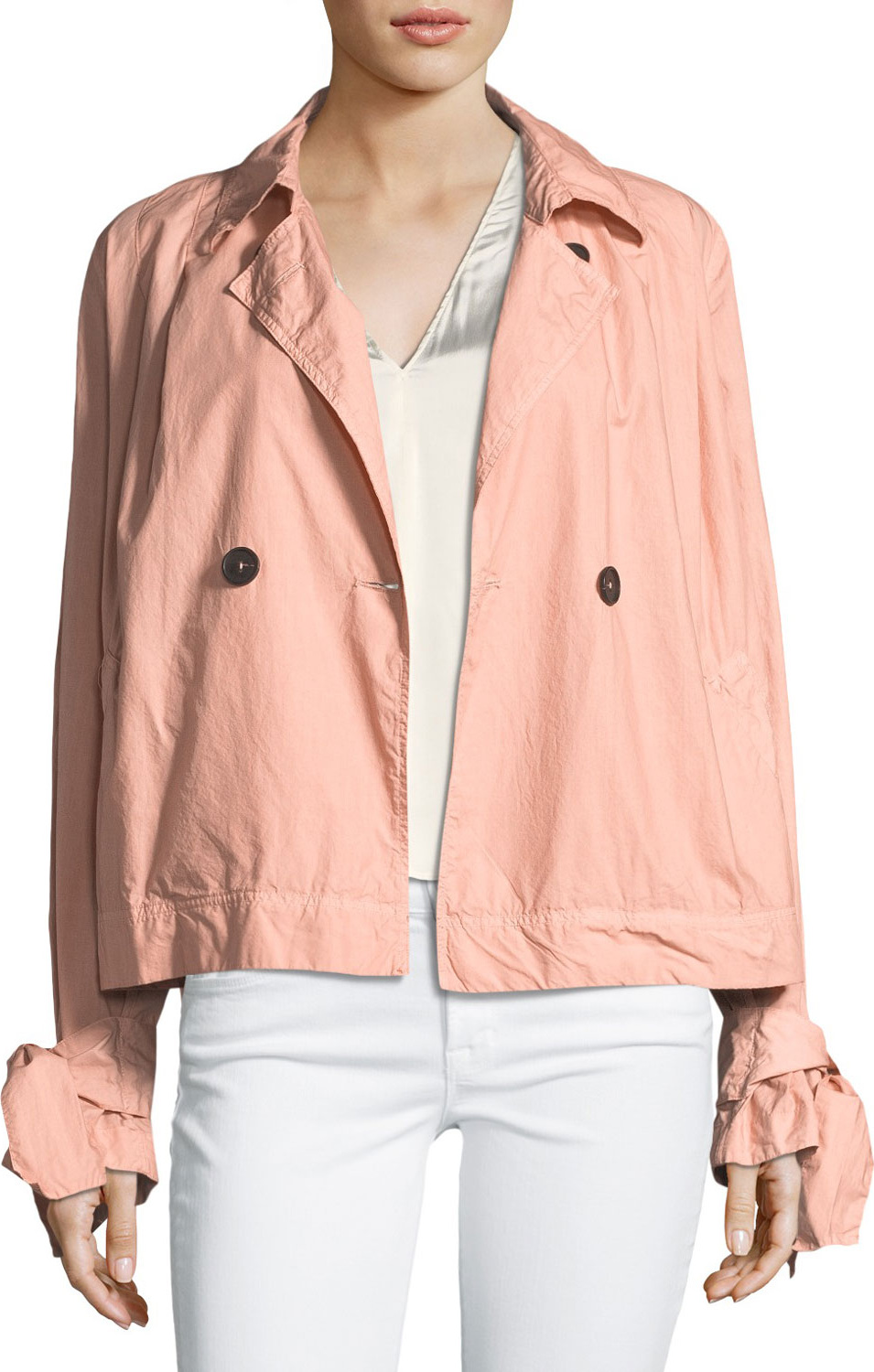 Forte Forte Two-Button Boxy Poplin Trench Coat