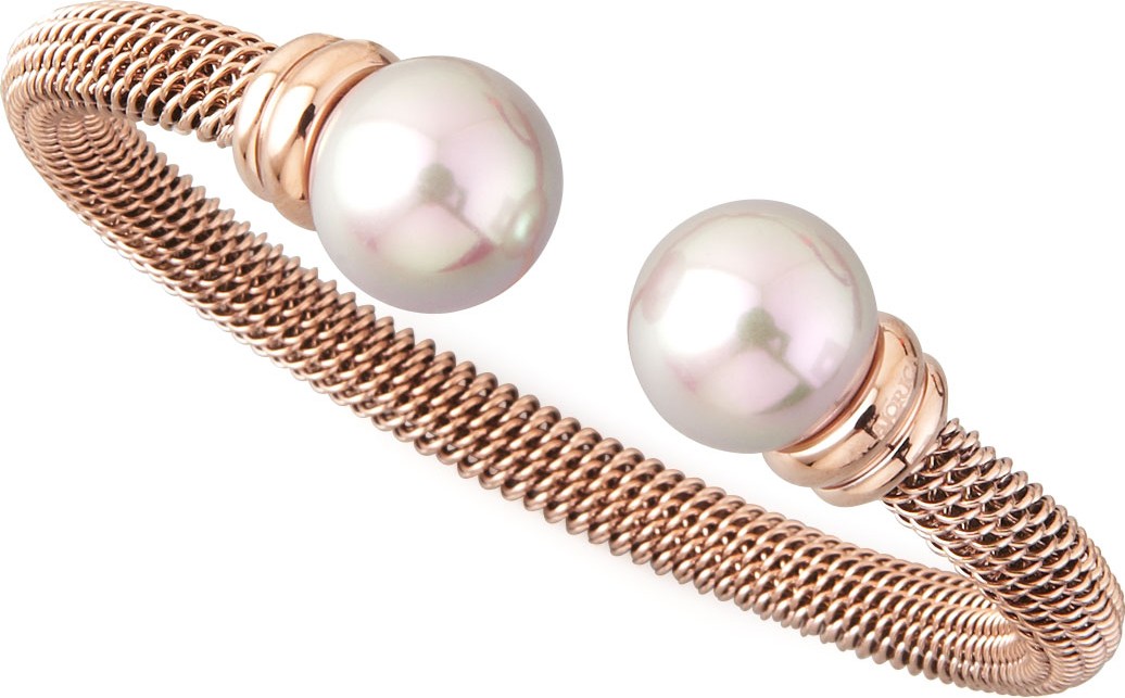 Majorica Pearl-Cap Bangle, Rose Gold