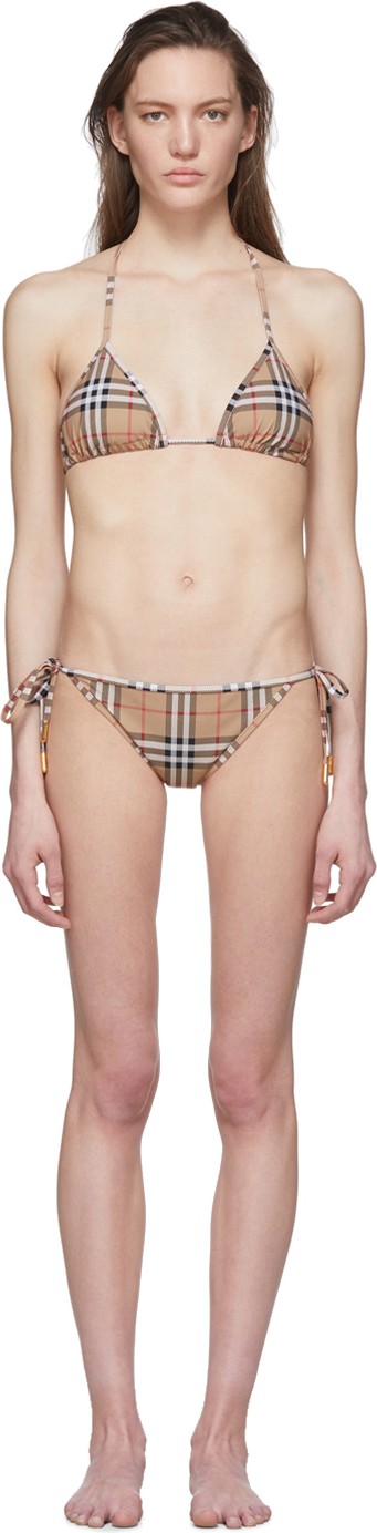 Burberry London England Beige Cobb Check Bikini