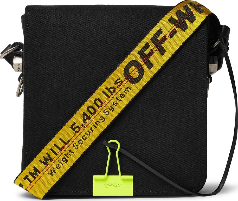 Off White Cotton-Twill Messenger Bag