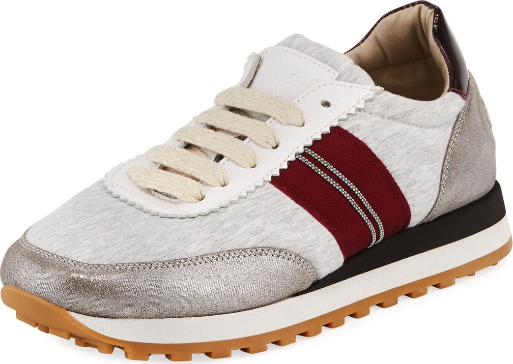 Brunello Cucinelli Metallic Jersey Runner Sneakers