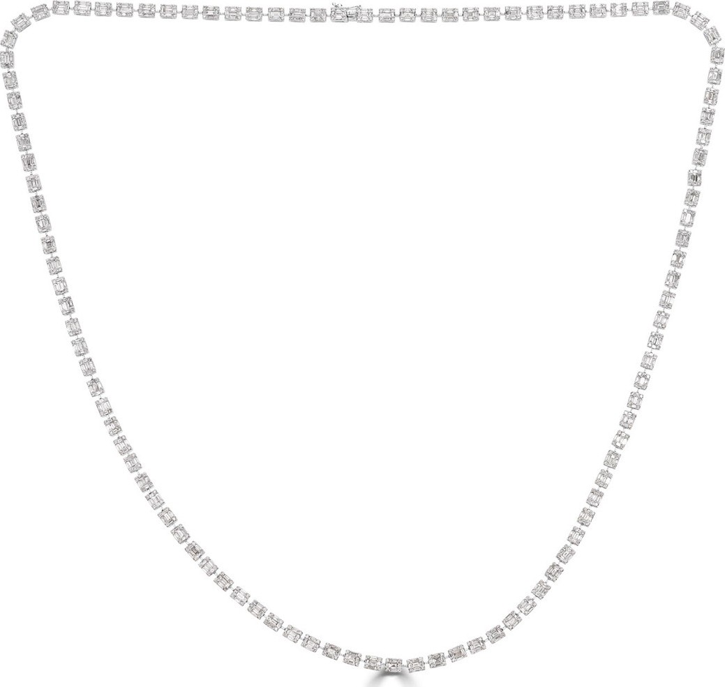 ZYDO Mosaic 18k White Gold Diamond Station Necklace