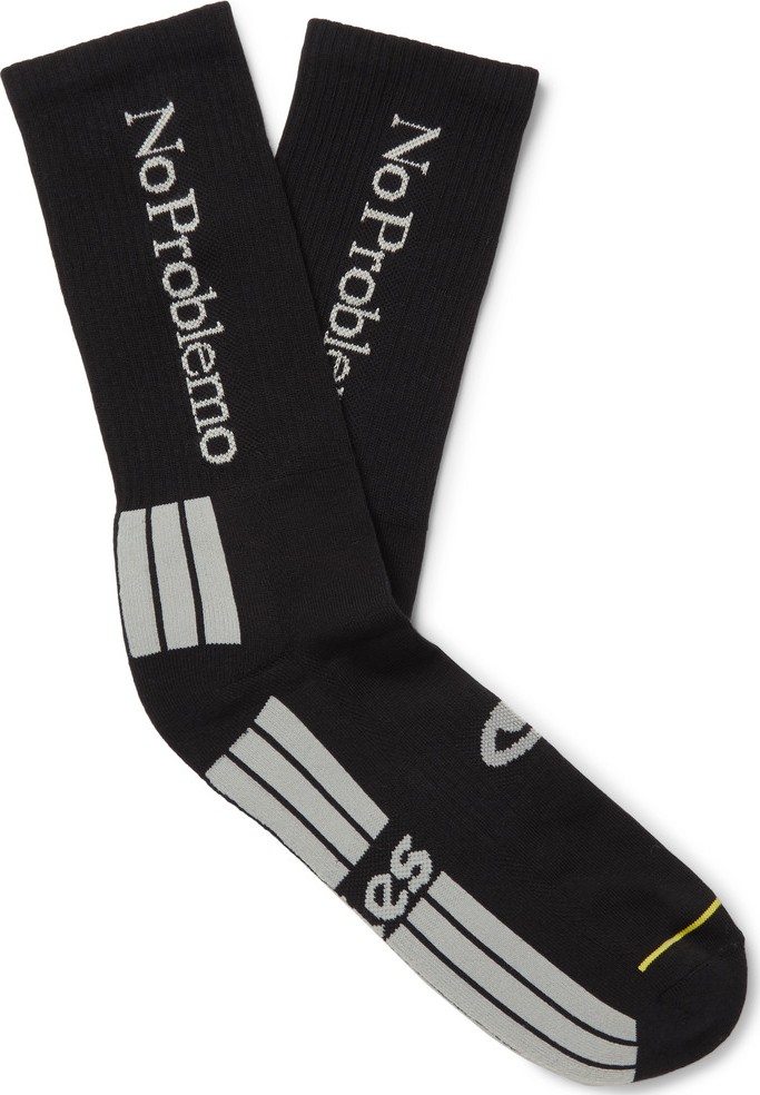 Aries Logo-Jacquard Stretch Cotton-Blend Socks