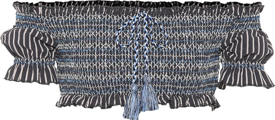 Jonathan Simkhai Smocked off-the-shoulder bikini top