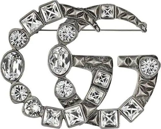 Gucci Crystal Double G brooch