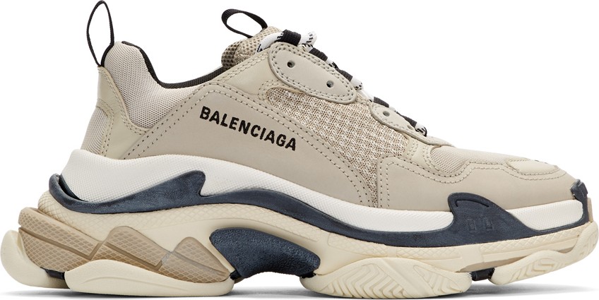 Balenciaga Beige & Black Triple S Sneakers