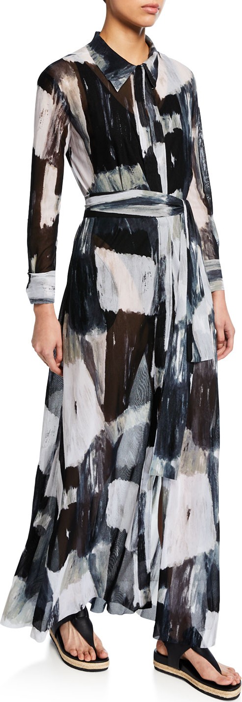 Norma Kamali NK Printed A-Line Shirt Dress