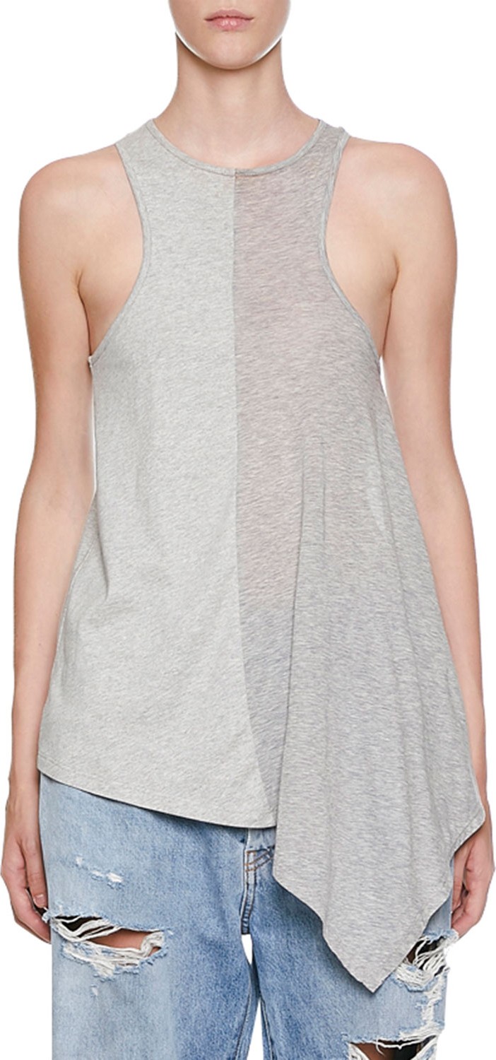 Unravel Two-Tone Draped Jersey Hybrid Racer Tank