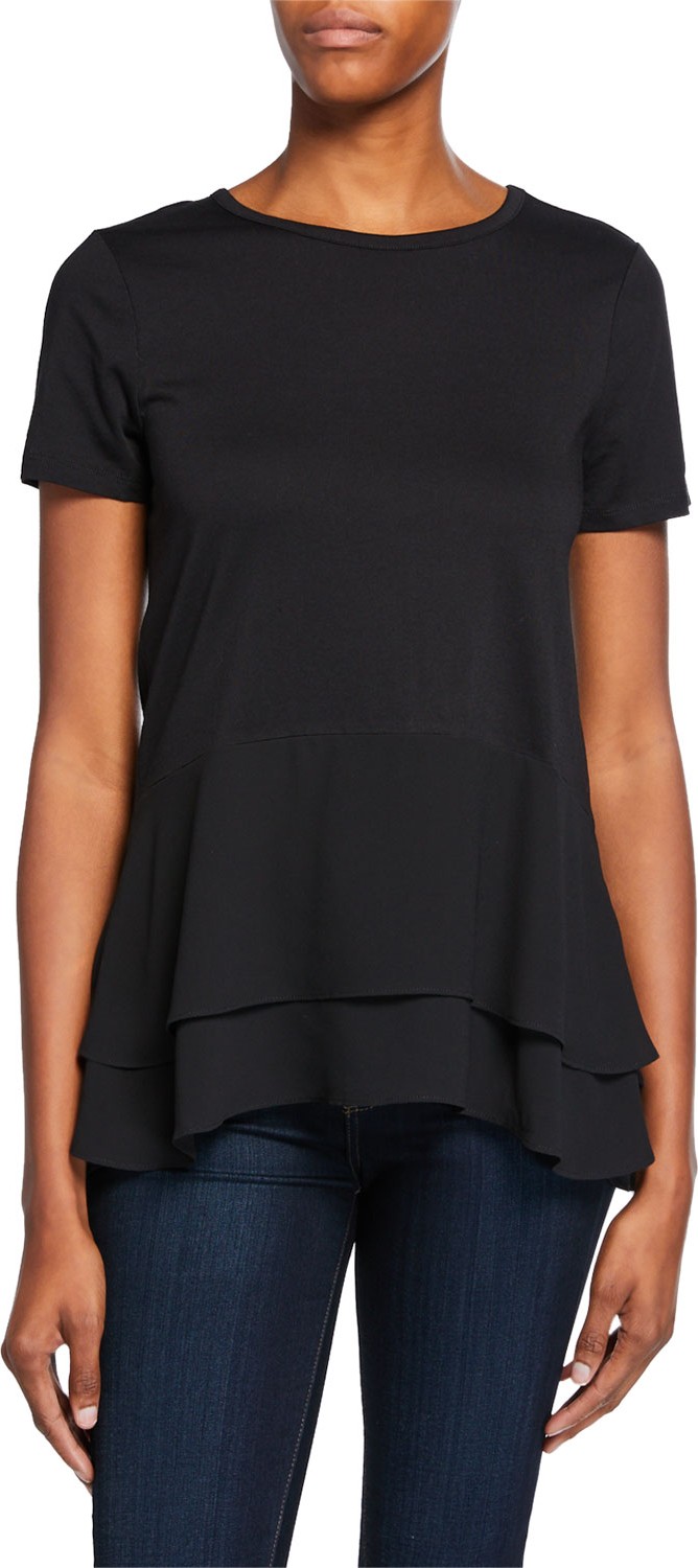 MICHAEL MICHAEL KORS Crewneck Short-Sleeve Double Hem Top
