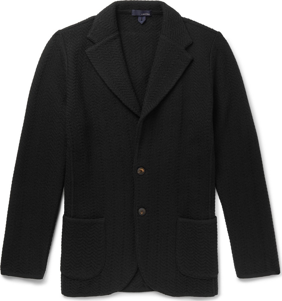 Lardini Slim-Fit Herringbone-Knit Wool Cardigan