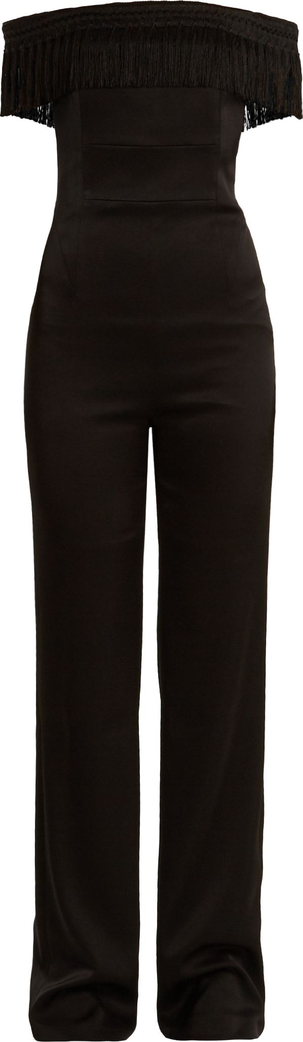 Galvan Conquista fringed off-the-shoulder crepe jumpsuit