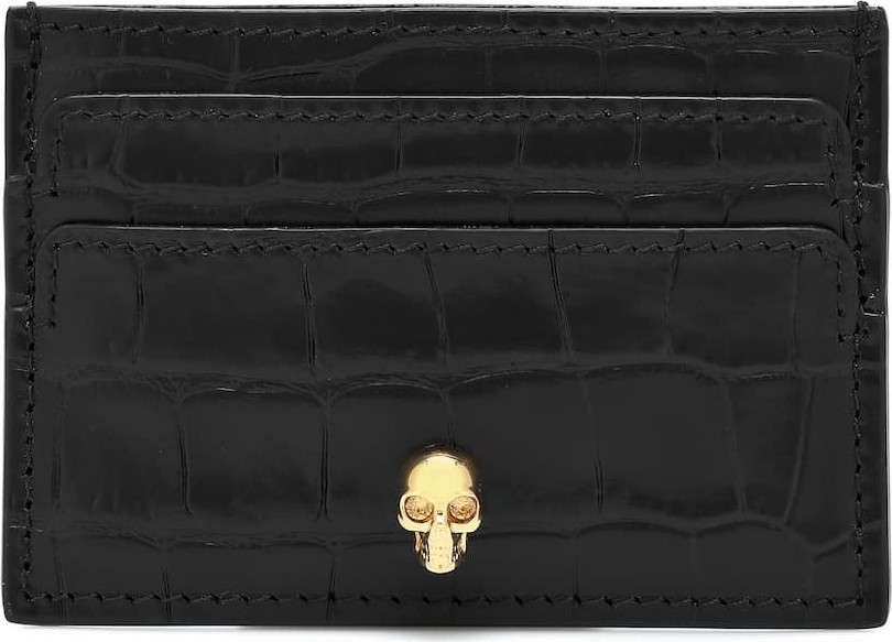 Alexander McQueen Skull croc-effect card holder