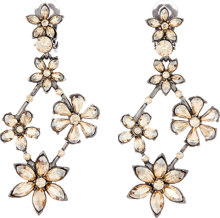 Oscar De La Renta Crystal Star Chandelier Earrings