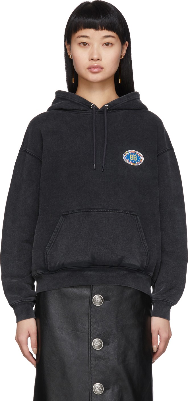 Balenciaga Grey EU BB Logo Hoodie