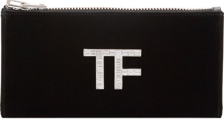 TOM FORD Velvet Clutch Bag with Crystal TF Logo