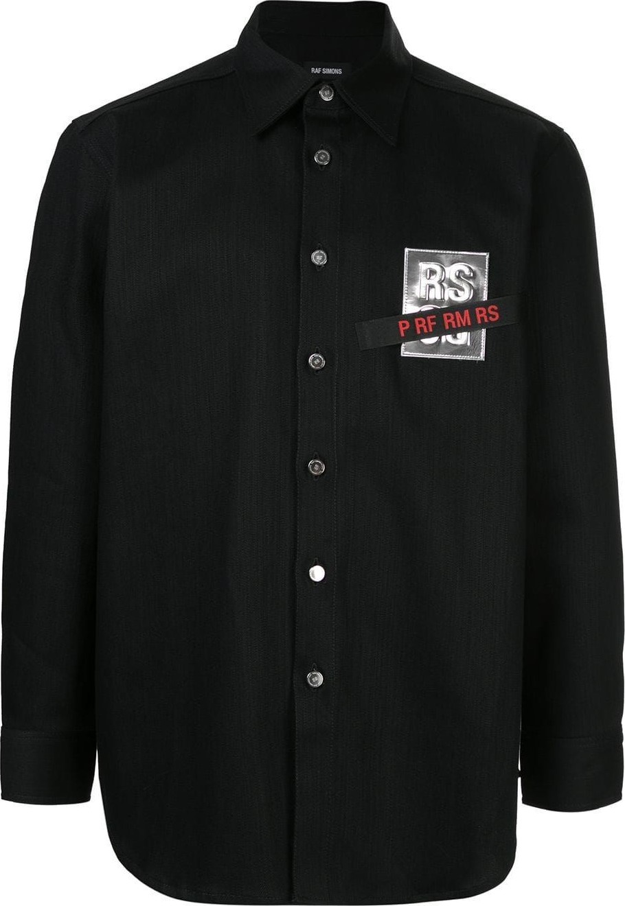 Raf Simons Logo chest patch denim shirt