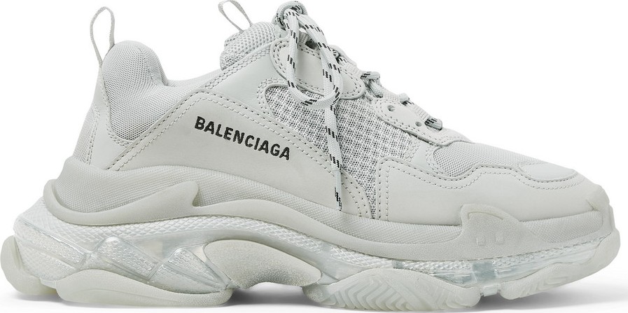 Balenciaga Triple S Clear Sole Mesh, Nubuck and Leather Sneakers