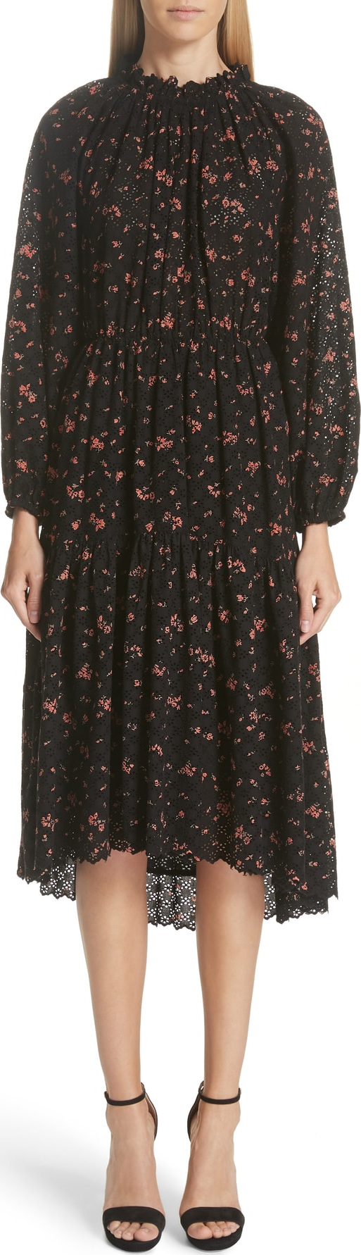 Ulla Johnson Ambre Floral Print Broderie Anglaise Dress