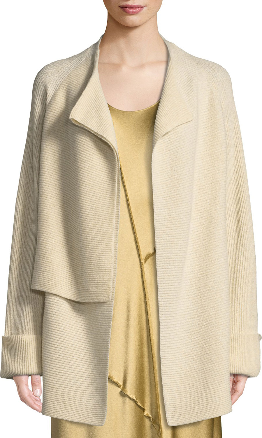 Vince Wool-Cashmere Drape-Front Cardigan