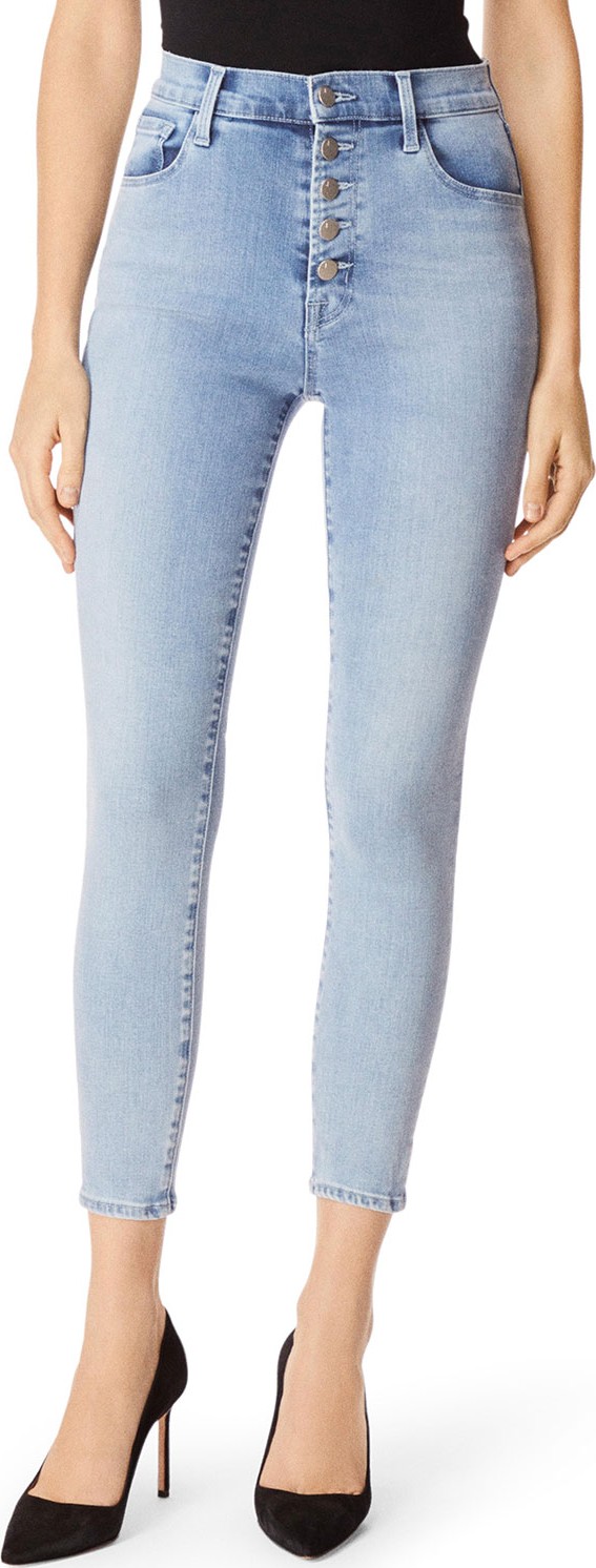 J BRAND Lillie High-Rise Cropped Skinny Jeans w/ Button Fly