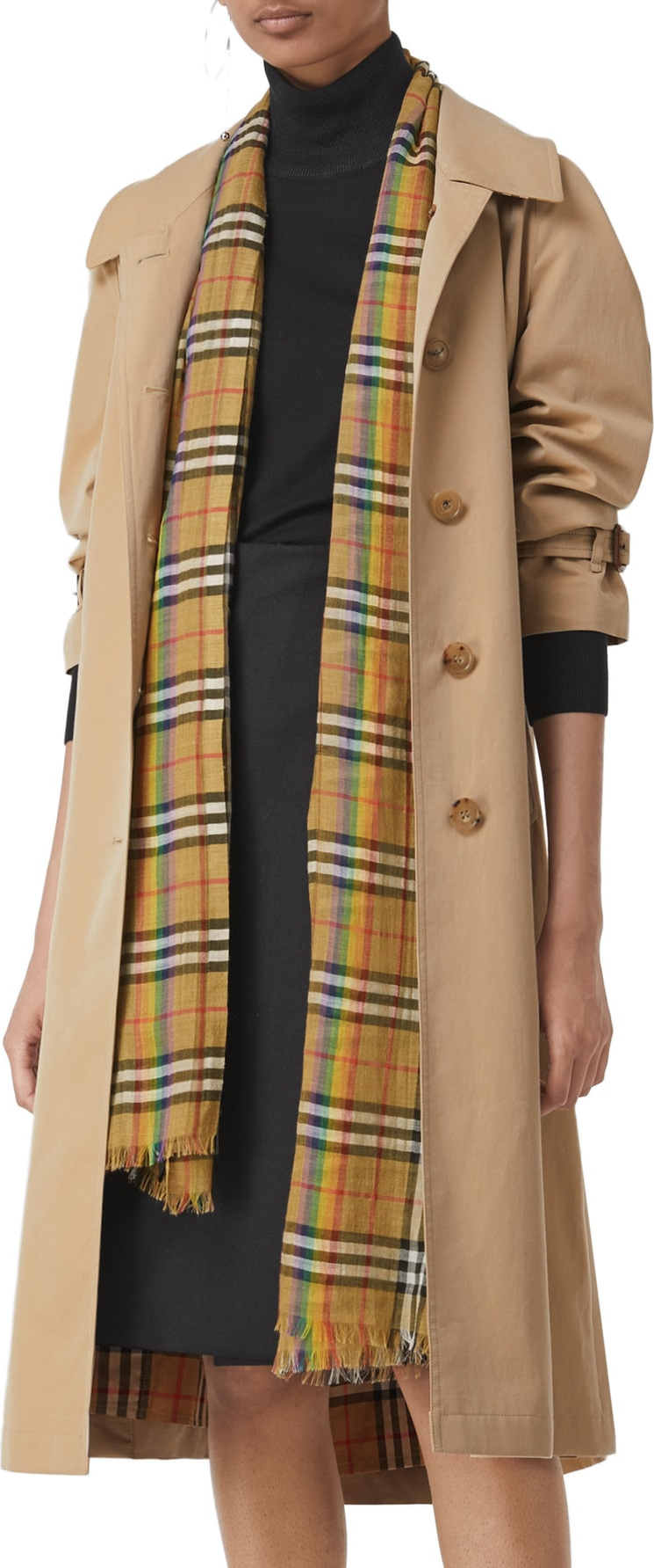 Burberry London England Rainbow Stripe Vintage Check Scarf