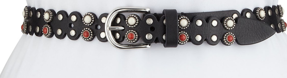 IRO Cabochon Embellished Leather Belt