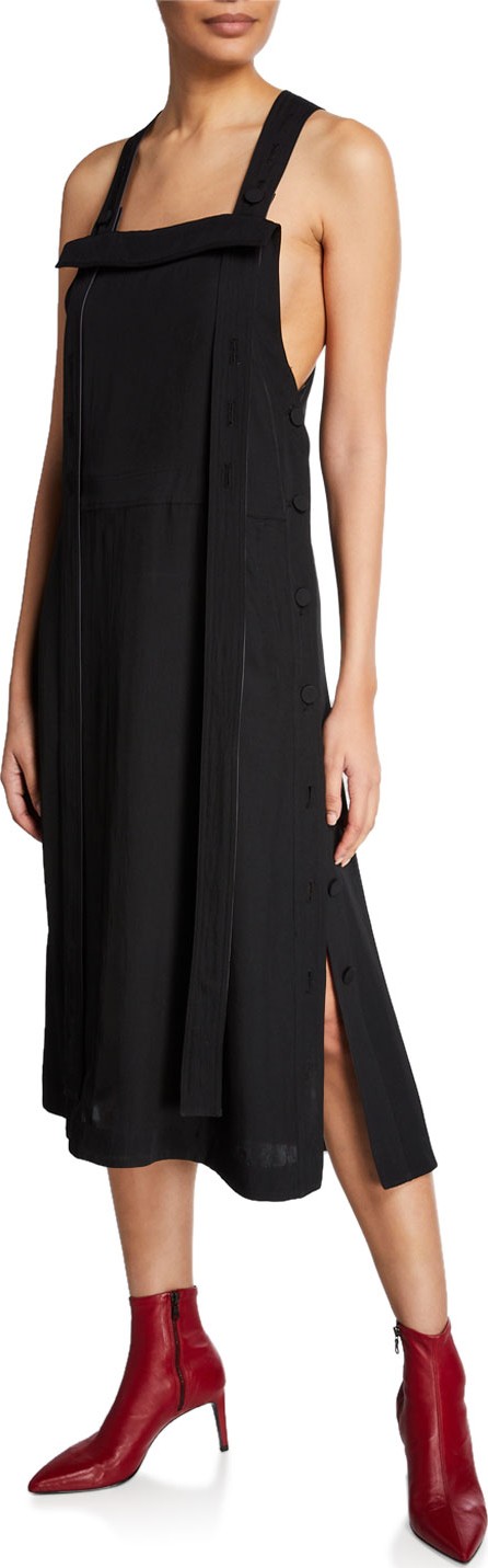 Rag & Bone Adrian Square-Neck Side-Button Midi Dress