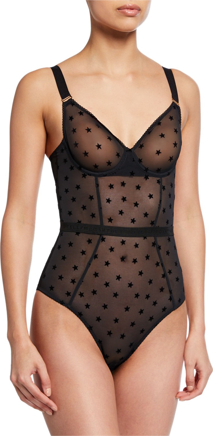 Stella McCartney Betty Twinkling Semisheer Bodysuit