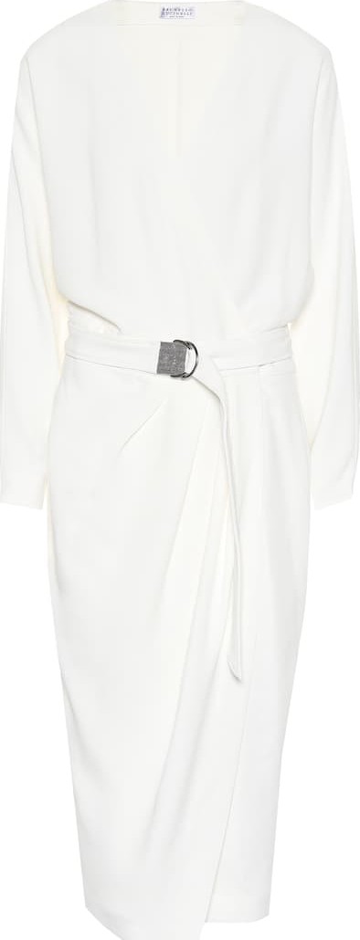 Brunello Cucinelli Belted crêpe midi dress
