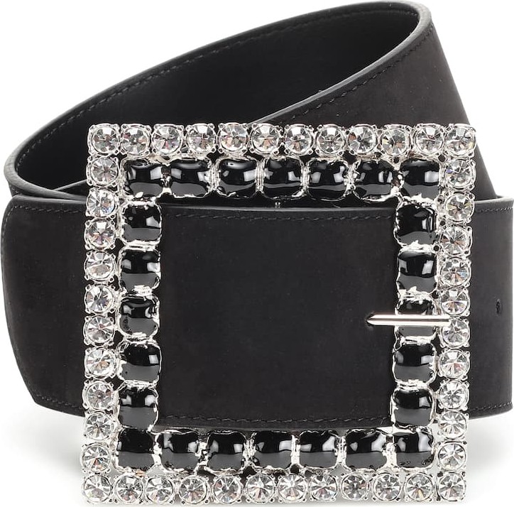 Alessandra Rich Crystal-embellished suede belt