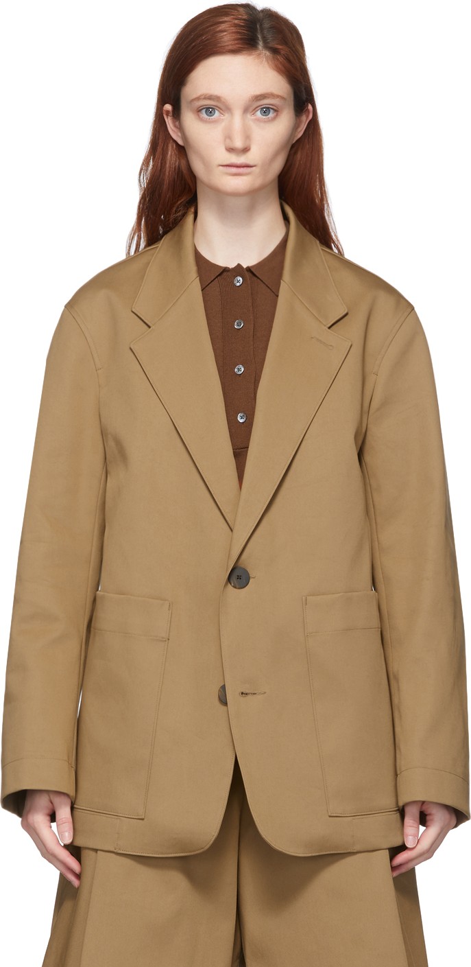 Studio Nicholson Tan Conde Oversized Blazer