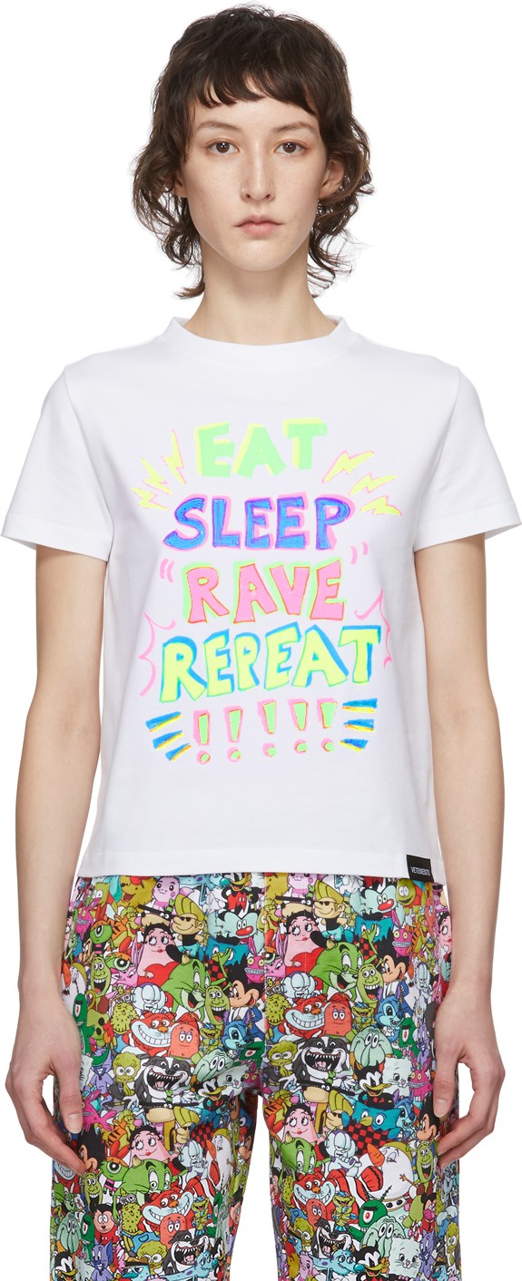 Vetements White 'Eat, Sleep, Rave, Repeat' T-Shirt Vetements White 'Eat, Sleep, Rave, Repeat' T-Shirt