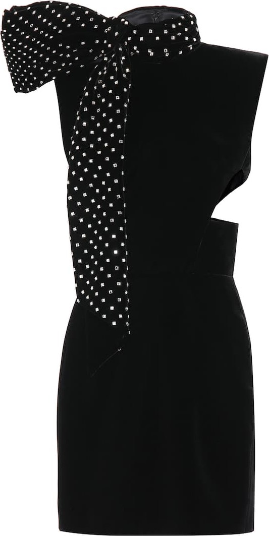 Saint Laurent Embellished velvet minidress