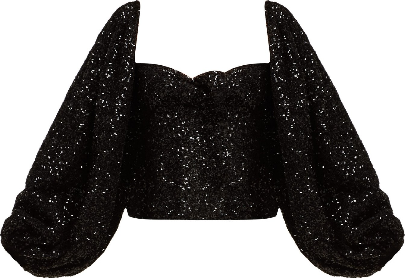 Attico Sequinned balloon-sleeved top