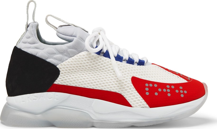 Versace Cross Chainer Mesh, Neoprene and Suede Sneakers