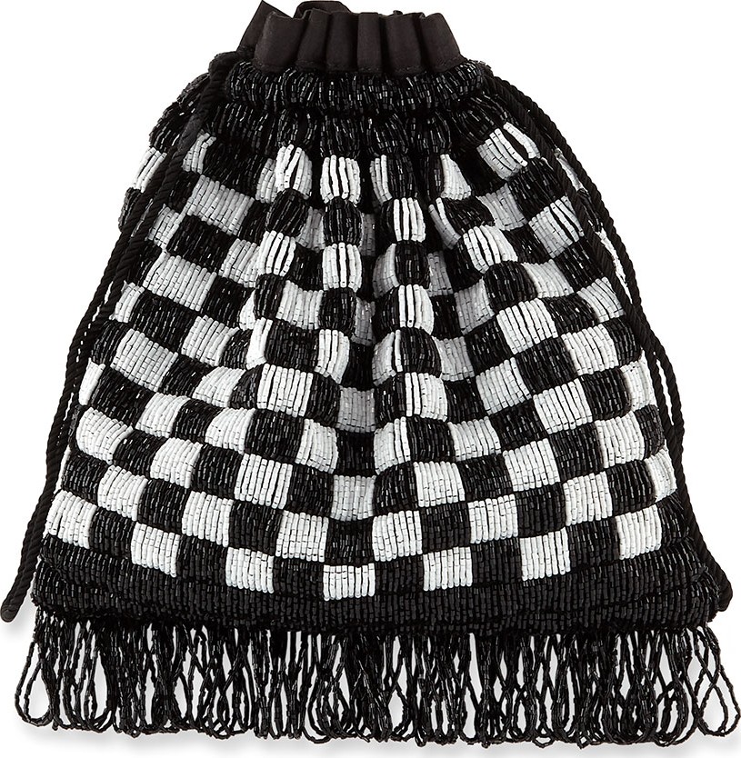 Staud Beaded Gabbi Checkered Bag