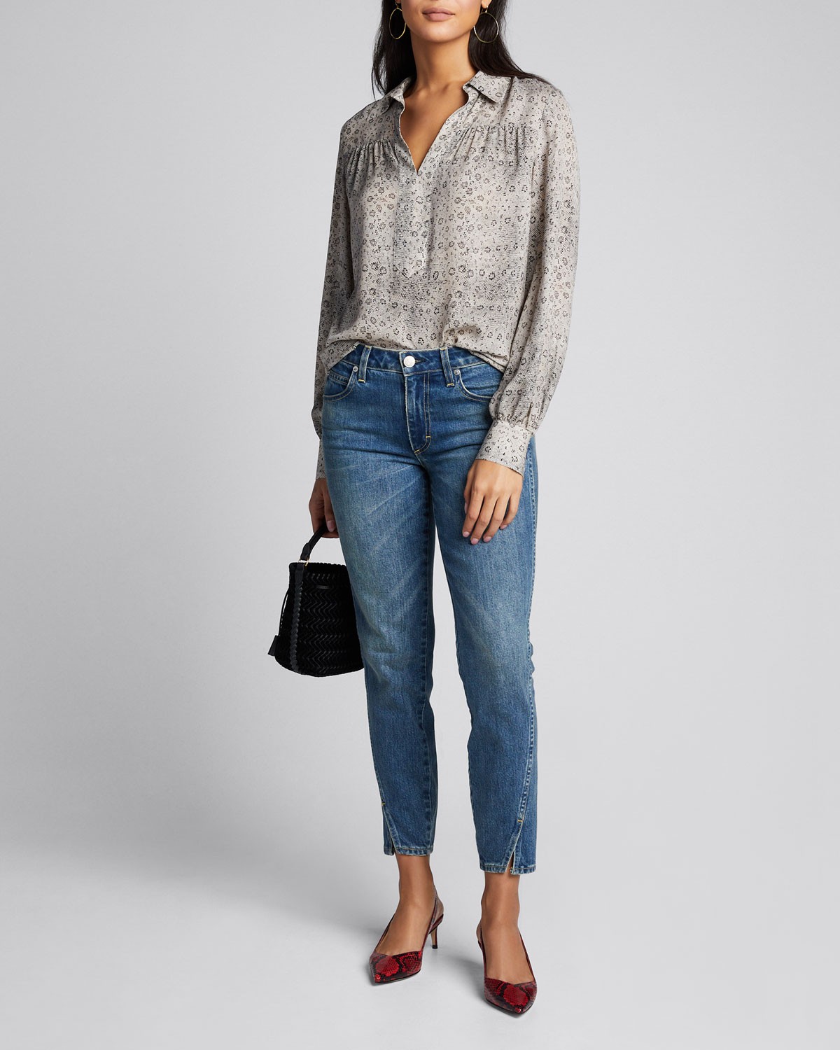 AMO Mid-Rise Twisted Seam Ankle Skinny Jeans