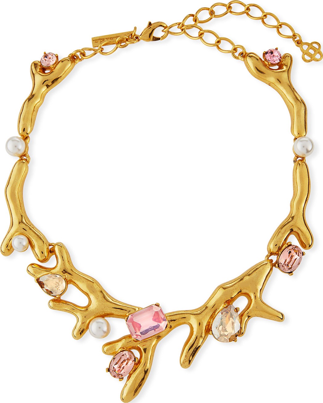 Oscar De La Renta Coral Choker Necklace w/ Swarovski® Crystals