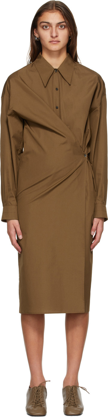 Lemaire - Tan Poplin Twisted Dress