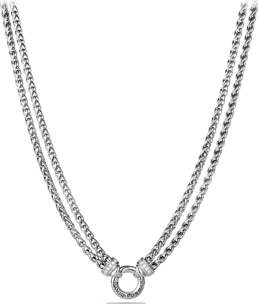 David Yurman Double Wheat Chain Necklace with Diamonds