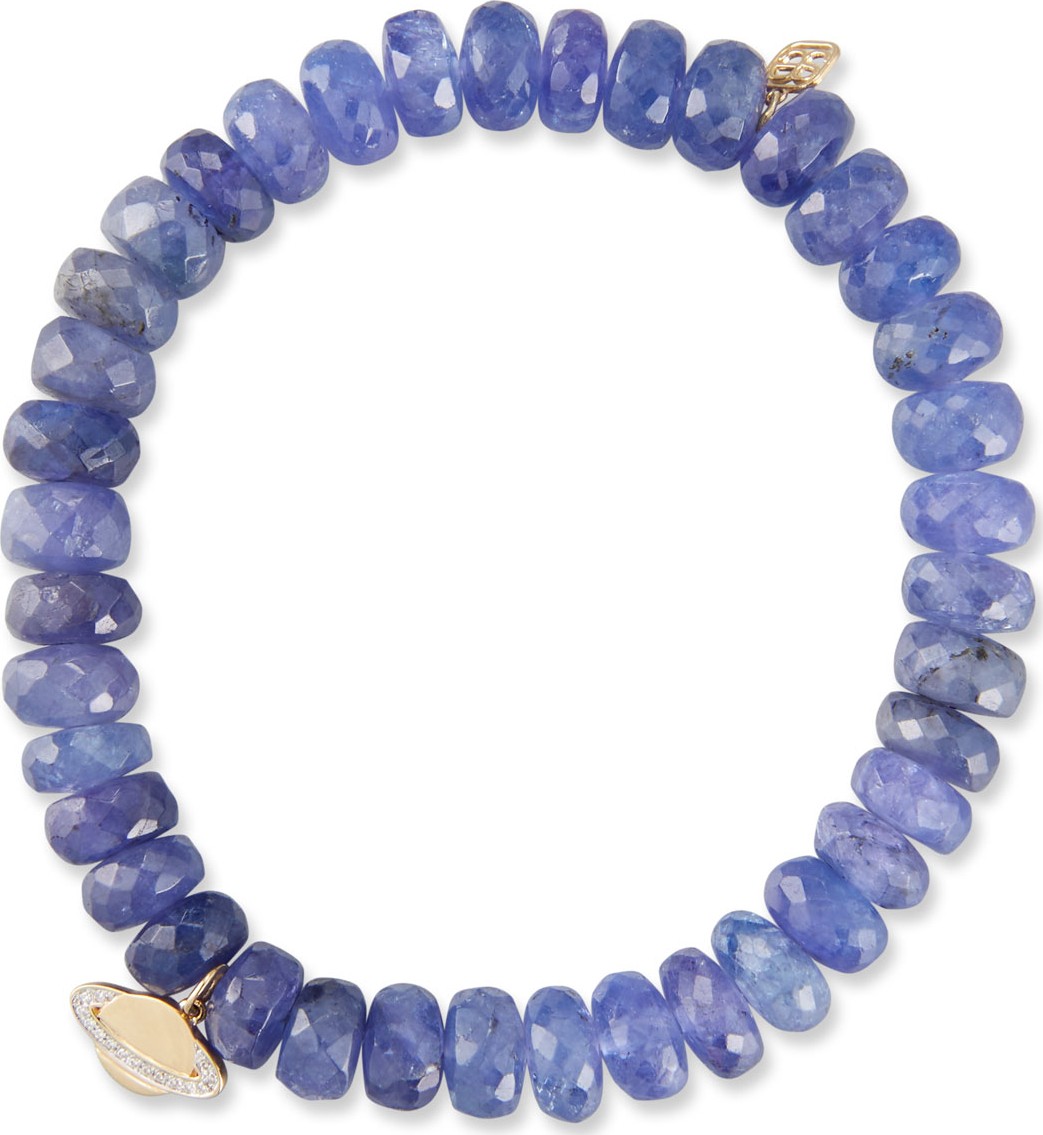 Sydney Evan Tanzanite Rondelle Bead Bracelet w/ 14k Saturn Charm