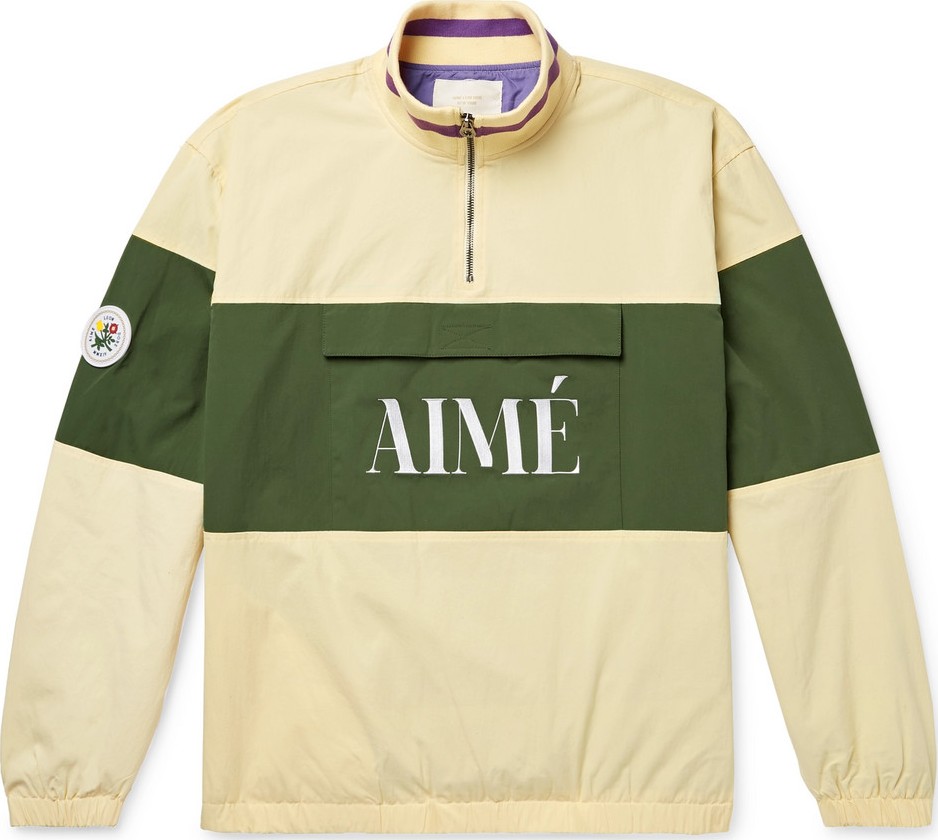 Aimé Leon Dore Logo-Embroidered Colour-Block Nylon Half-Zip Jacket