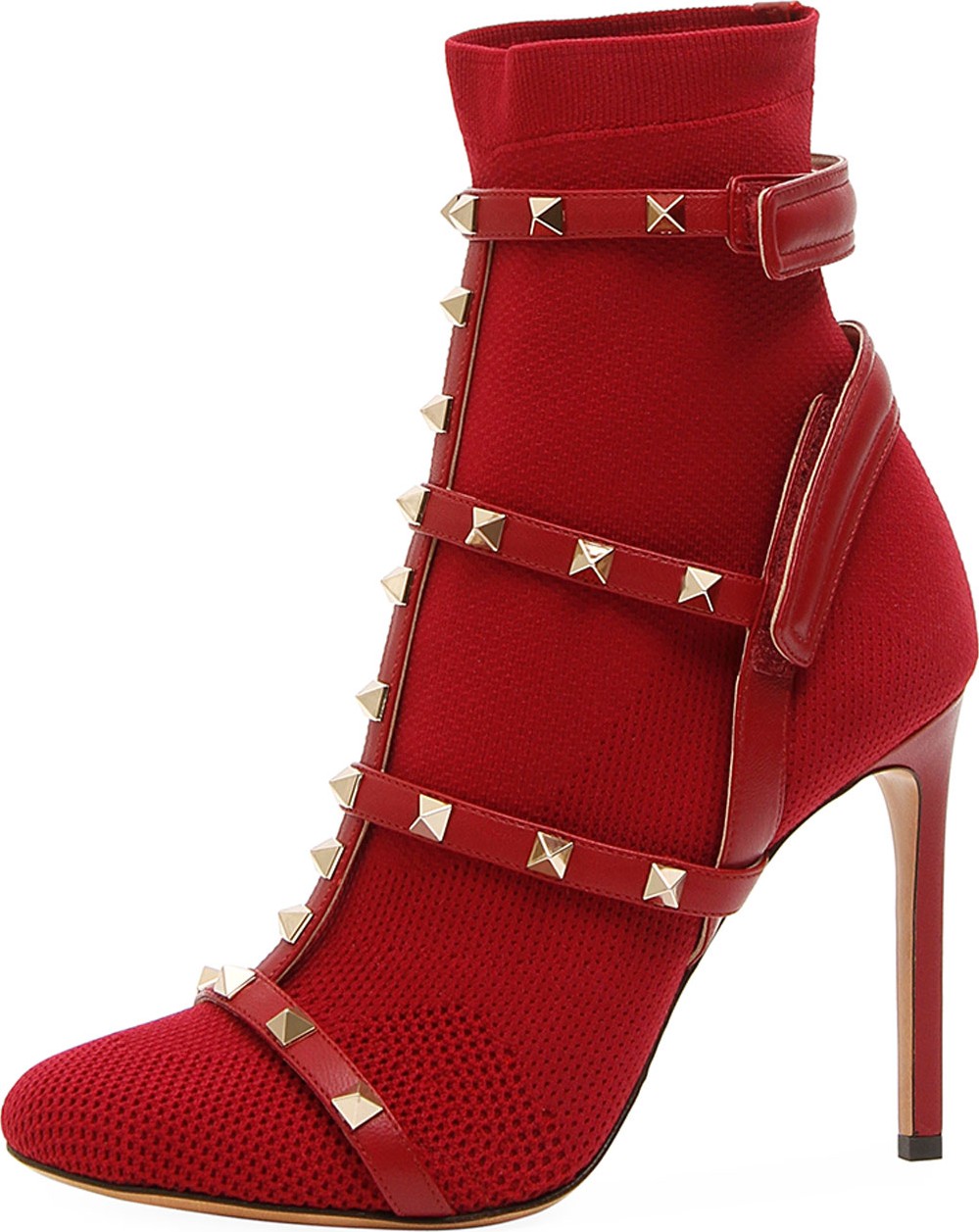 Valentino Rockstud Bodytech Caged Knit Booties