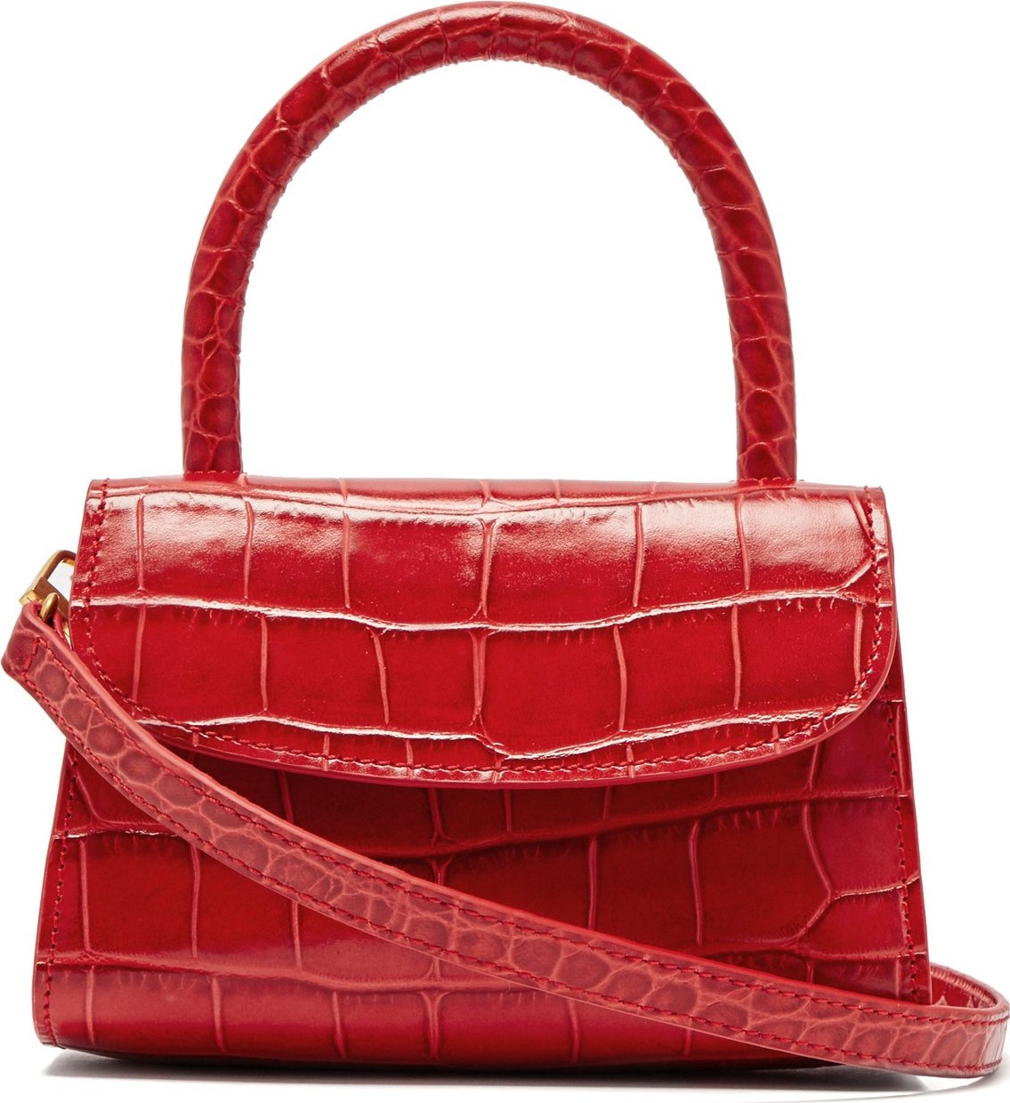 By Far Mini crocodile-effect leather cross-body bag