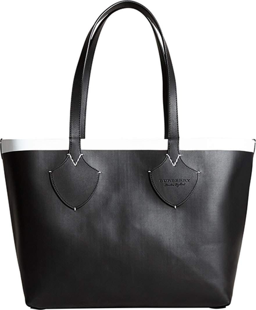 Burberry London England Medium Reversible Bonded Check/Leather Shoulder Tote Bag