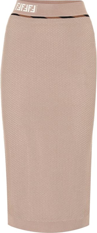 Fendi High-rise mesh skirt